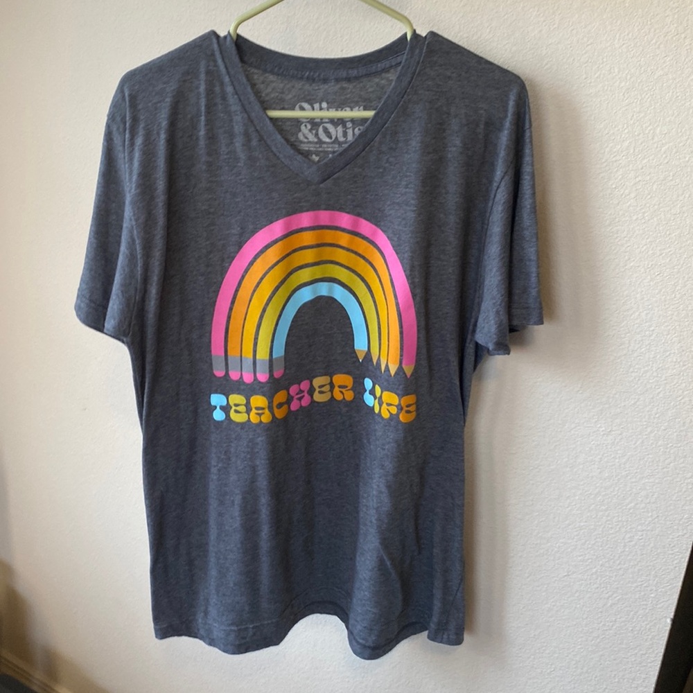 Rainbow Teacher Tee NWOT